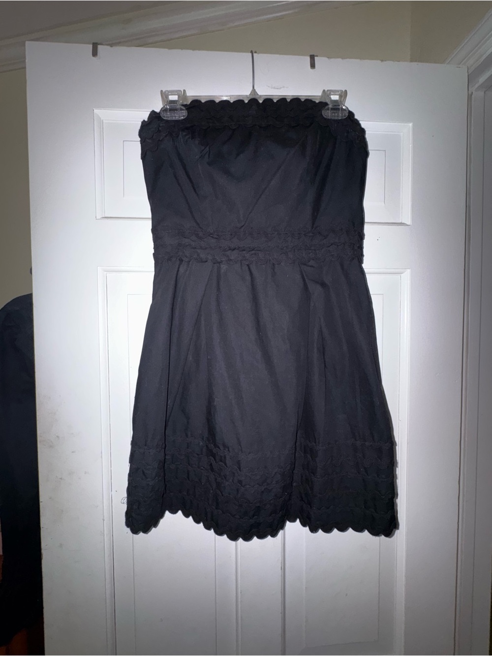 Vintage French Connection Black Scalloped Trim Dress